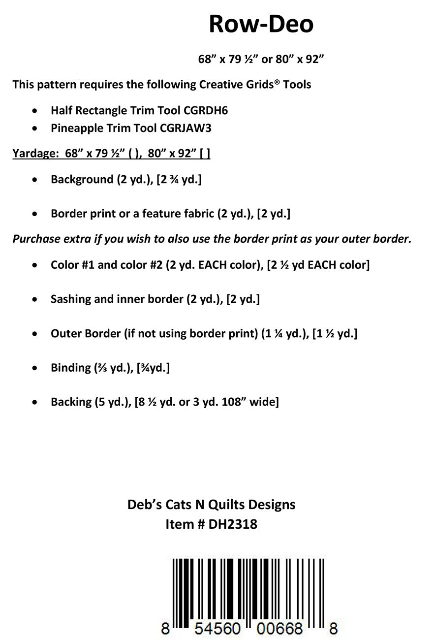 Row-Deo Quilt Pattern