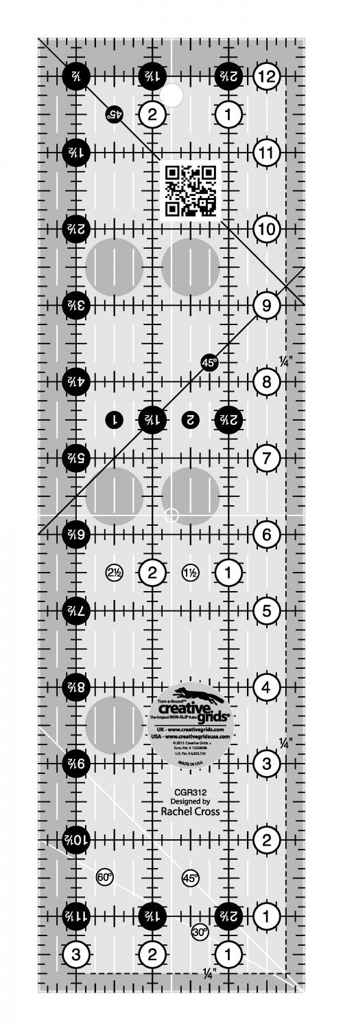 Creative Grids Quilt Ruler 3-1/2 inch x 12-1/2 inch