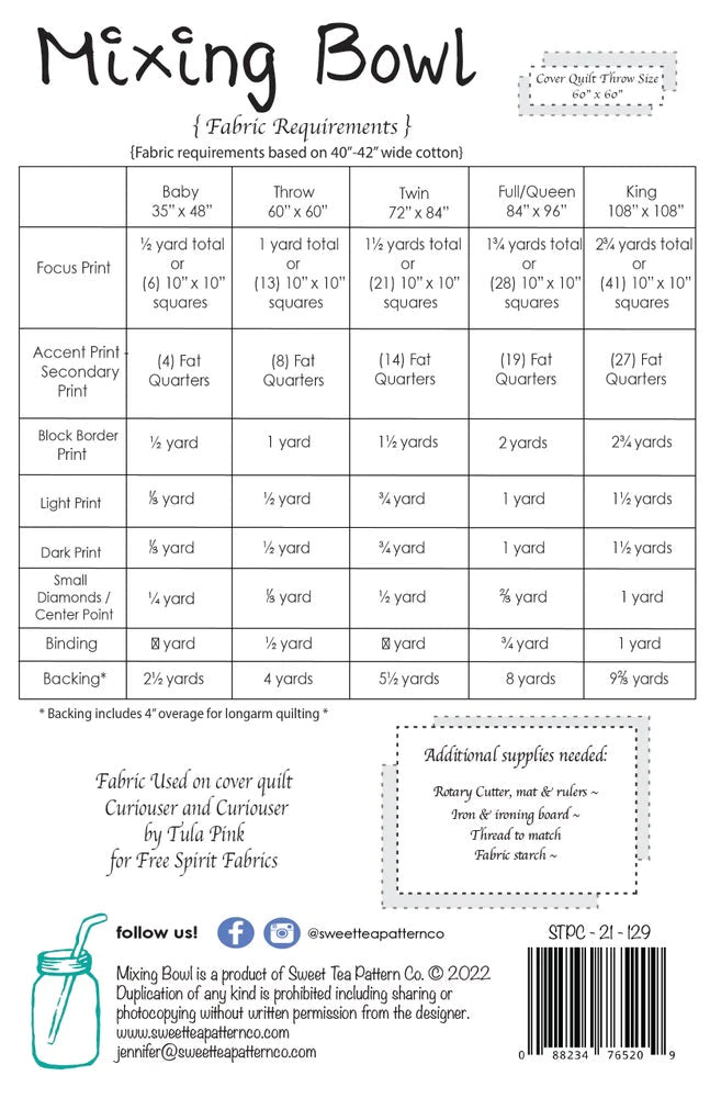 Mixing Bowl Sewing Pattern - Sweet Tea Pattern Co.