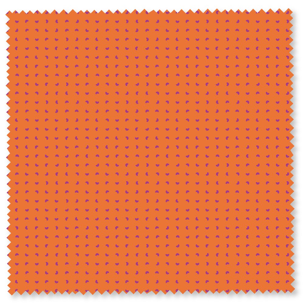 Felicity Fabric - Beans - Magenta on Orange