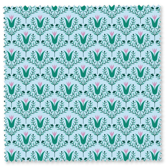 Felicity Fabric - Meadows Abloom - Tulip on Light Blue