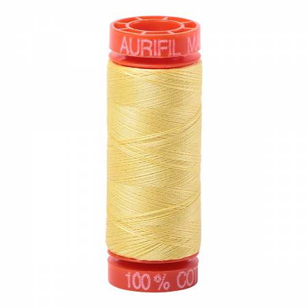 Aurifil - Mako Cotton Embroidery Thread  - 50wt - Lemon - #2115 - Soul Stitchery