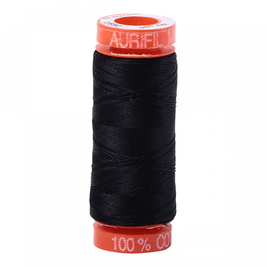 Aurifil - Mako Cotton Embroidery Thread  - 50wt - Black - #2692 - Soul Stitchery