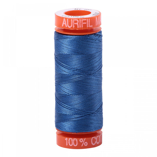 Aurifil - Mako Cotton Embroidery Thread  - 50wt - Delft Blue - #2730 - Soul Stitchery