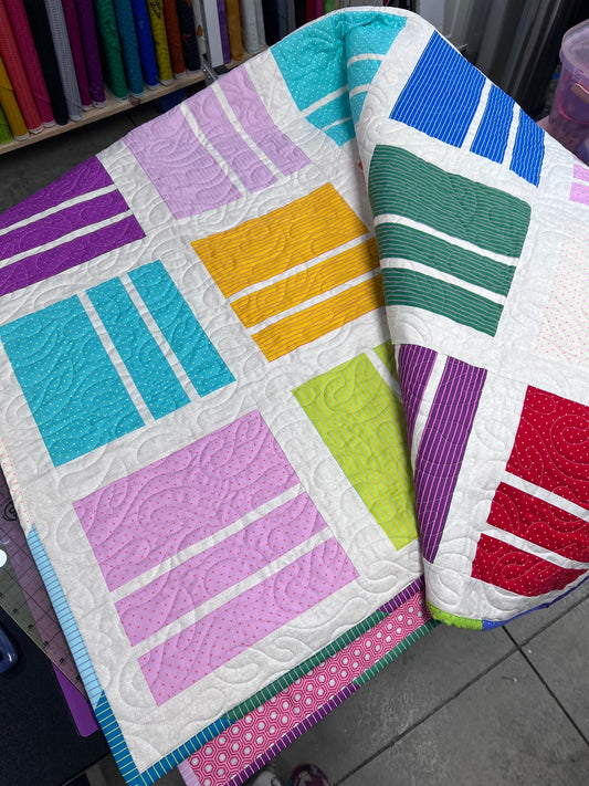 Squared Up Quilt Kit - Throw Size - Dark/Neon